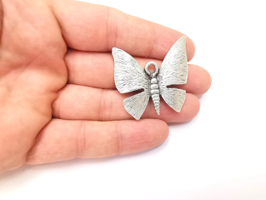 Butterfly Charms Pendant Antique Silver Plated (39x39mm) G28743