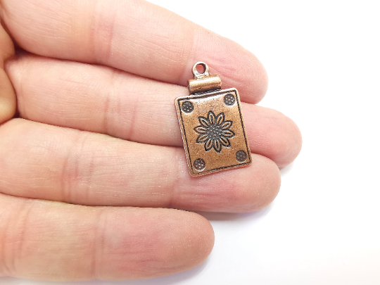 Flowers Charms, Sun flower Charms, Daisy Charms, Antique Copper Plated Plants Charms (28x17mm) G29802