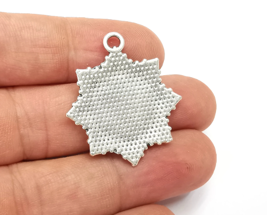 North Star Frame Pendant Blank Antique silver plated (16mm Blank Size) G28233