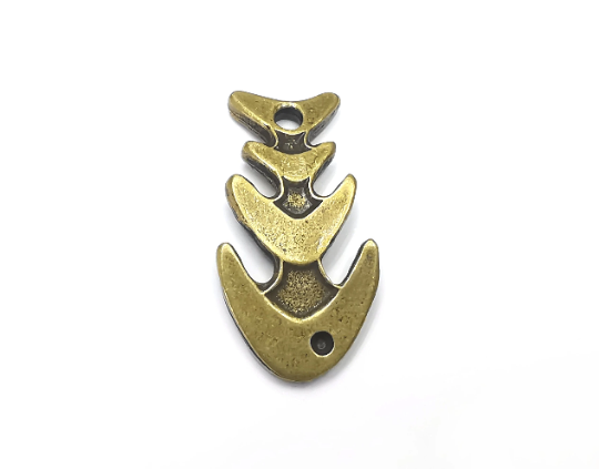 Fish Bone Charms Antique Bronze Plated Charms (40x21mm) G28291