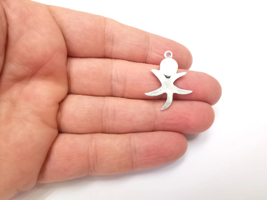 Starfish Pendant Bezel, Resin Blank, inlay Mounting, Mosaic Frame Cabochon Base Dry Flower Setting, Antique Silver Plated 6mm bezel G28927