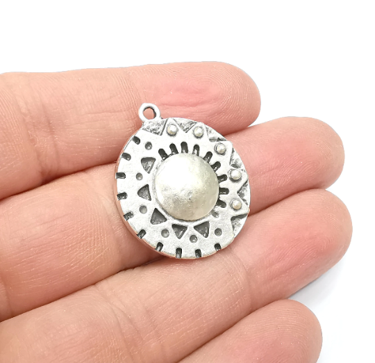 Silver Dangle Charms, Antique Silver Plated (29x25mm) G29334
