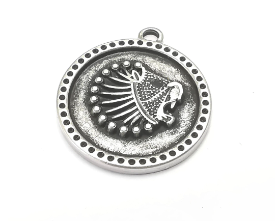 Lion Charms Antique Silver Plated Charms (31x27mm) G28710