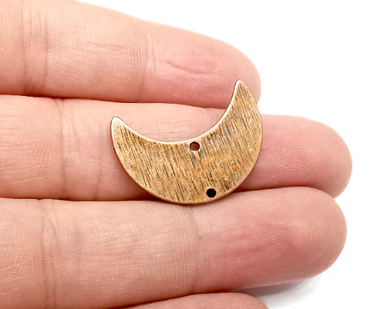 2 Crescent Connector Charms, Antique Copper Plated Charms (27mm) G28907