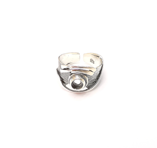 Sterling Silver Ring Blank Bezel 925 Antique Silver Setting Cabochon Ring Mounting Adjustable Ring Base (5mm) G30068