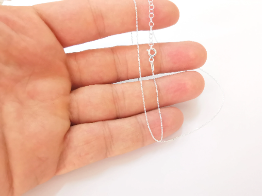 Sterling Silver Soldered Ready Chain,Necklace Chain, Finished Chain, 925 Silver Chain (40cm+5cm + 15 inch+2 inch) G30011