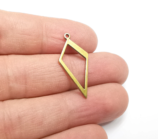 5 Rhombus Charms Antique Bronze Plated Charm, Jewelry Findings, Earring Charms (30x14mm) G29505