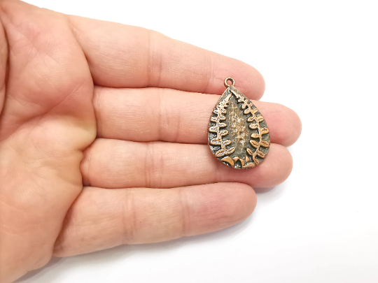 Fern Charms Antique Copper Plated Drop Charms (34x23mm) G29300