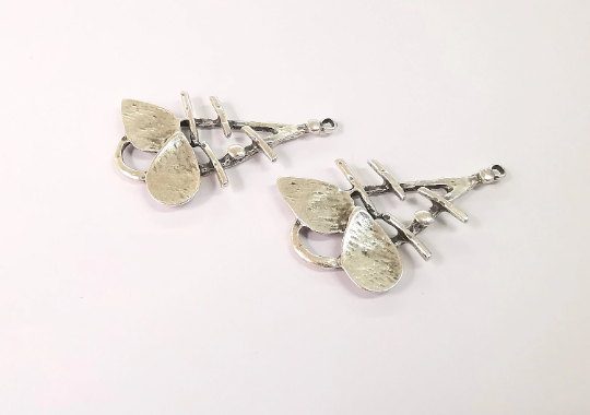 2 Dangle Charms Antique Silver Plated Charms (54x34mm) G24653