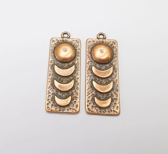Moon Hammered Charms State of The Moon Crescent Pendant Antique Copper Plated Charms (39x15mm) G28006