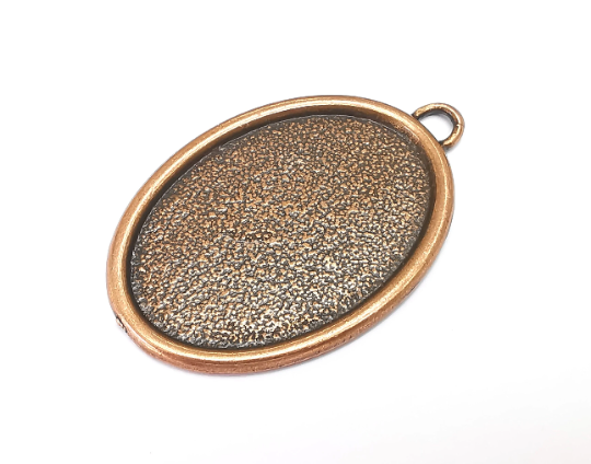 Oval Frame Pendant Blank Antique Copper Plated Pendant (56x36mm) (46x31mm Blank Size) G28079