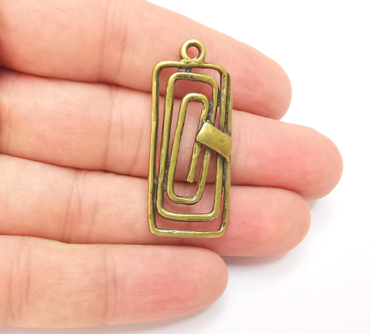 Rectangle Spiral Charms Antique Bronze Plated (41x17mm) G28317