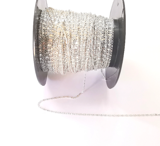 1mt(3.3ft) Sterling Silver Chain 925 Solid Silver Soldered Chain (1.2x0.6mm) G30050