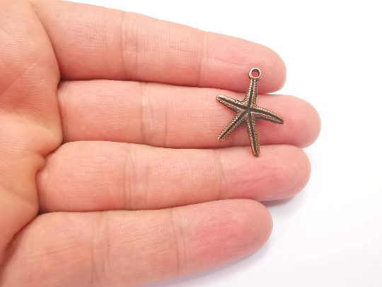 Starfish Charms Antique Copper Plated Nautical Charms, Earring Dangle Components (23x21mm) G28211