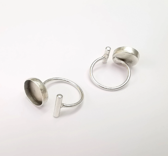 Wrap Ball Ring Blank Setting, Round Cabochon Mounting, Adjustable Resin Ring Base Bezels, Antique Silver Plated (14mm) G29549