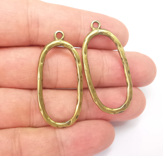 Antique Bronze Oval Circle Charms, Antique Bronze Plated DIY Charms (43x20mm) G28277