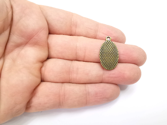 2 Oval Charm Bezel, Resin Blank, inlay Mounting, Mosaic Pendant Frame, Cabochon Base,Dry Flower Setting,Antique Bronze Plated (18x10mm) G29323
