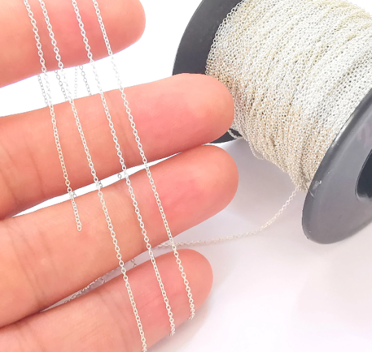 1 Feet Sterling Silver Soldered Cable Chain, 925 Silver Chain (1mm thickness) G30036