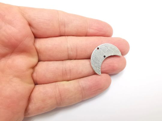 Crescent Moon Charms Connector, Antique Silver Plated Brass, DIY charms (25x23mm) G29521