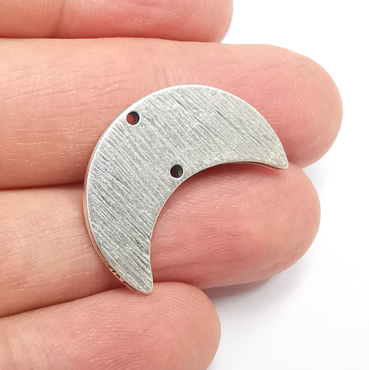 Crescent Moon Charms Connector, Antique Silver Plated Brass, DIY charms (25x23mm) G29521