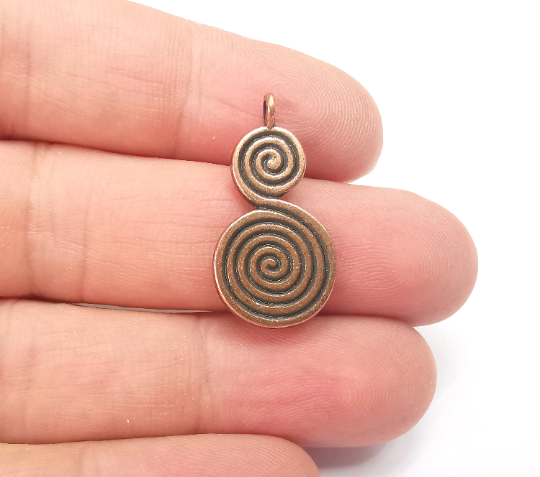 Spiral Charms Antique Copper Plated Charms, Earring Dangle Components (28x14mm) G28272