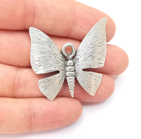 Butterfly Charms Pendant Antique Silver Plated (39x39mm) G28743