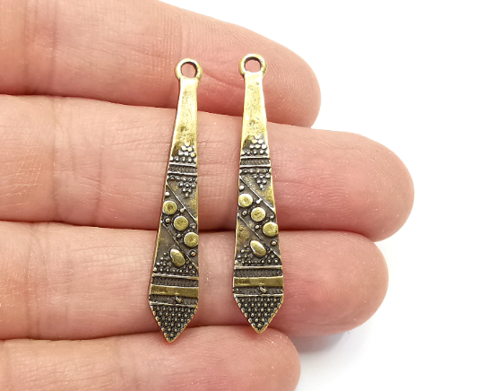 Ethnic Spike Charms Antique Bronze Plated Charms (42x8mm) G28031
