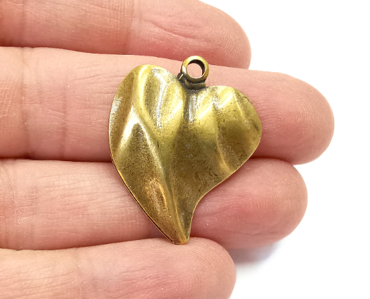 Heart Leaf Charms Pendant Antique Bronze Plated Charms (31x26mm) G28045