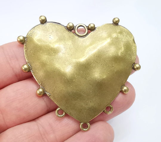 Heart Pendant Connector Antique Bronze Plated Pendant (63x58mm) G29520