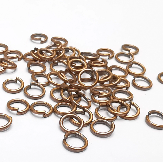 50 Antique Copper Brass Jumpring (5 mm) (Thickness 0.8mm - 20 Gauge) Antique Copper Plated Brass Jumpring Findings G29386