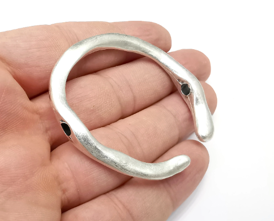 Round Connector Pendant , Antique Silver Plated Findings (60mm) G28778