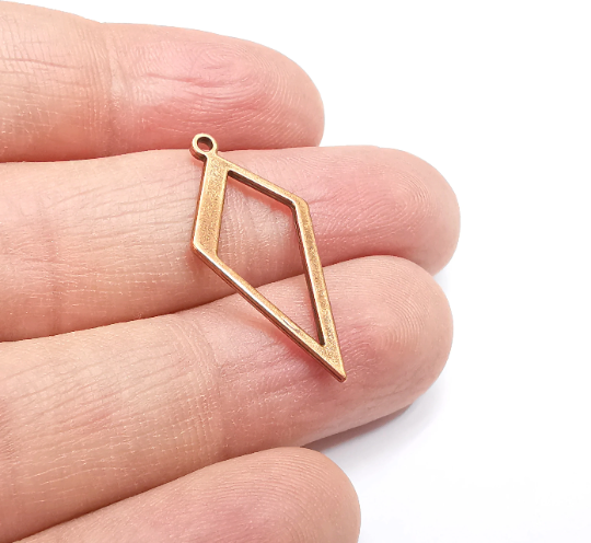 Rhombus Charms Antique Copper Plated Charm, Jewelry Findings, Earring Charms (30x14mm) G29502