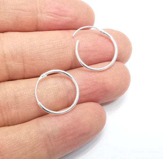 Solid Sterling Silver Earring Hoop, Piercing Wire with Ball Bead 925 Silver Earring Findings (17mm) 1 pair G30016