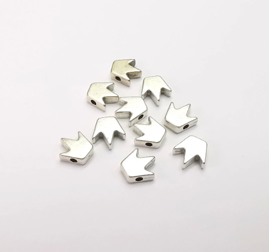 Crown Beads, Antique Silver Plated Beads (8x7mm) G29312