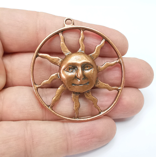 Sun Charms Pendant Antique Copper Plated Charms (53x48mm) G29328