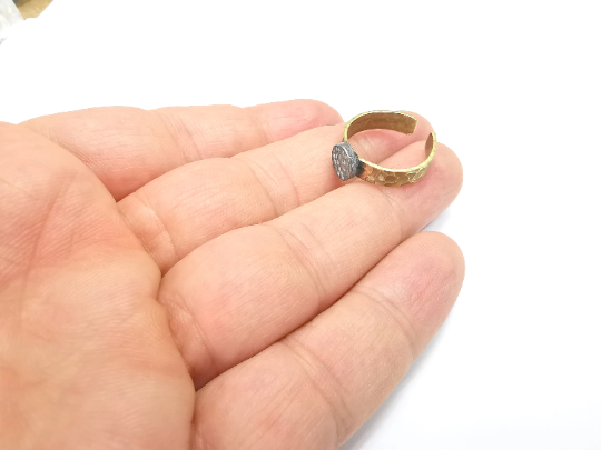Raw Brass Ring Blank Settings, Cabochon Base, Mountings Adjustable (8mm blank ) G29565