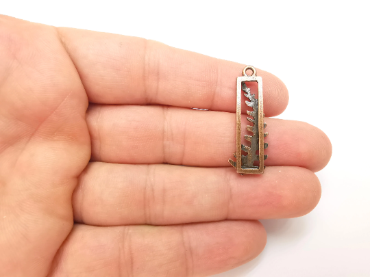 Fern Leaf Charms Frame Antique Copper Plated (34x12mm) G28314
