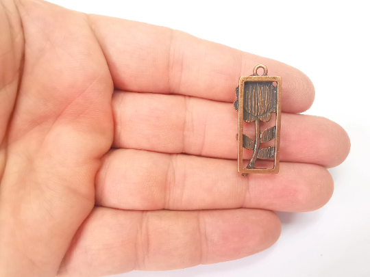 Flower Pendant Bezels, Resin Blank, inlay Mountings, Mosaic Frame, Cabochon Bases, Dry Flower Settings, Antique Copper Plated (8mm) G28281