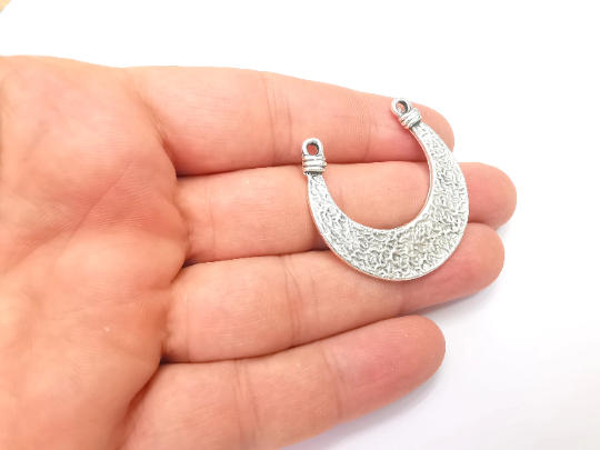 Ethnic Connector Pendant, Antique Silver Plated (38mm) G28787