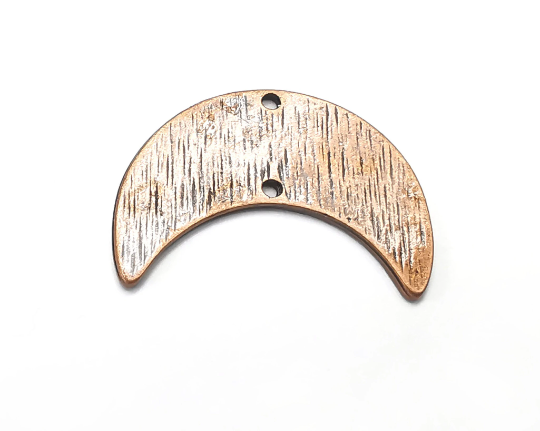 2 Crescent Connector Charms, Antique Copper Plated Charms (27mm) G28907