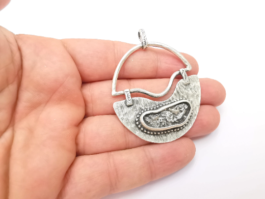 Unique Silver Pendant Antique Silver Plated (62x49mm) G28745
