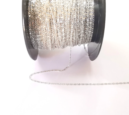 1mt(3.3ft) Sterling Silver Chain 925 Solid Silver Soldered Chain (1.2x0.6mm) G30050