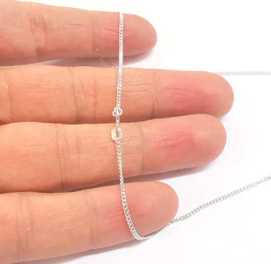 Sterling Silver Soldered Ready Curb Chain 925 Silver Chain Findings (1 mm thickness) G30018