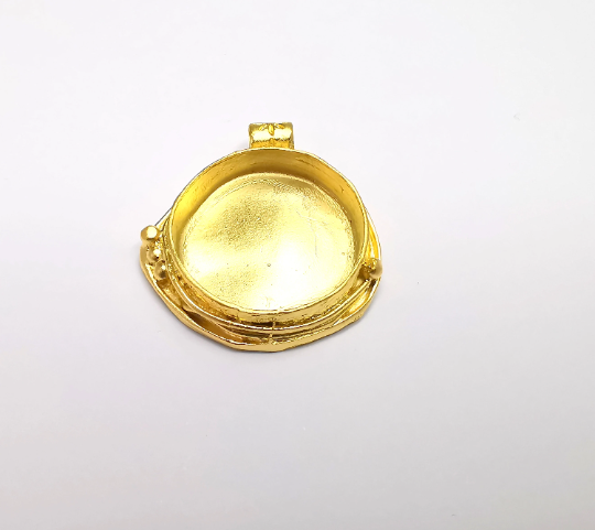 Round Pendant Blanks, Resin Bezel Bases, Mosaic Mountings, Dry flower Frame, Polymer Clay base, Antique Gold Plated (24mm) G29582