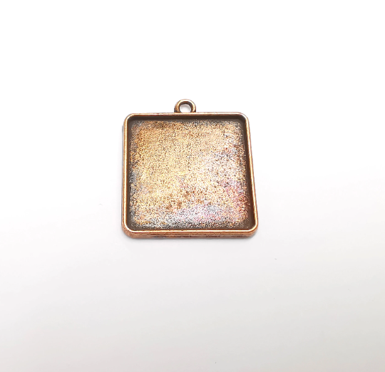 Square Pendant Blanks, Resin Bezel Bases, Mosaic Mountings, Dry flower Frame, Polymer Clay base, Antique Copper Plated (24x24mm) G29573