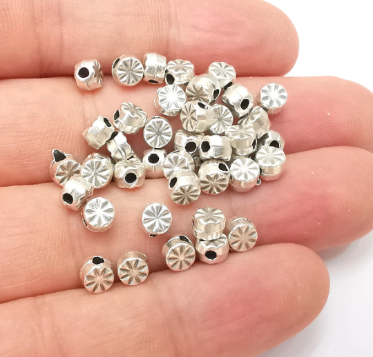 Antique Silver Beads, Antique Silver Plated Findings (5mm) G28744