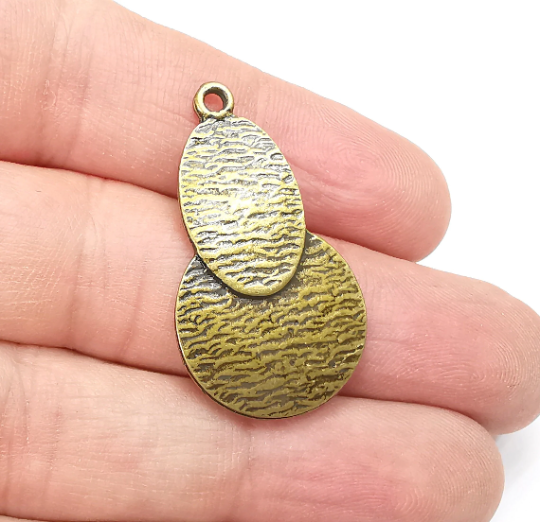 Unique Brushed Dangle Charms, Antique Bronze Plated Charms (37x20mm) G29318