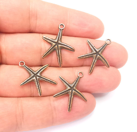 Starfish Charms Antique Copper Plated Nautical Charms, Earring Dangle Components (23x21mm) G28211