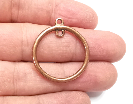 Round Circle Charms Connector, Antique Copper Plated Round Charms (32x29mm) G28902