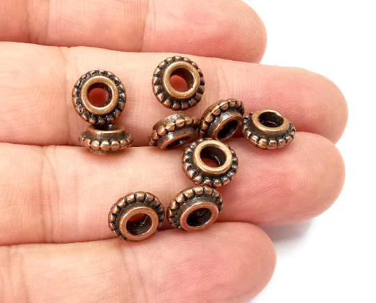 Ribbed Round Beads Antique Copper Plated (9mm) G28328